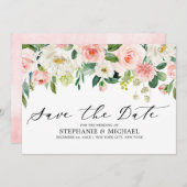 Blush roze flessen Moderne botanische bruiloft Save The Date (Voorkant / Achterkant)