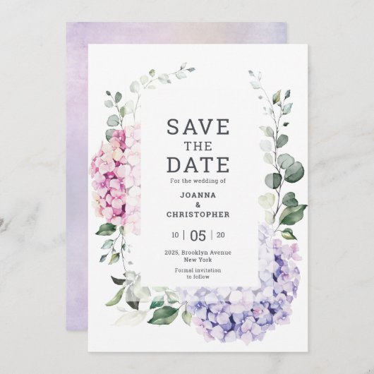 Blush roze flessen Moderne botanische bruiloft Save The Date (Voorkant / Achterkant)