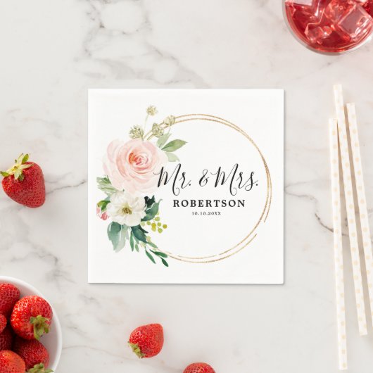 Blush roze flessen Moderne botanische bruiloft Servet (Insitu)