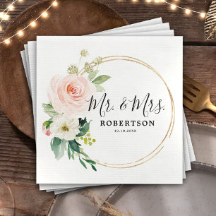 Blush roze flessen Moderne botanische bruiloft Servet