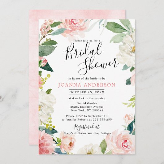 Blush roze flessen Moderne botanische Vrijgezellen Kaart (Voorkant / Achterkant)