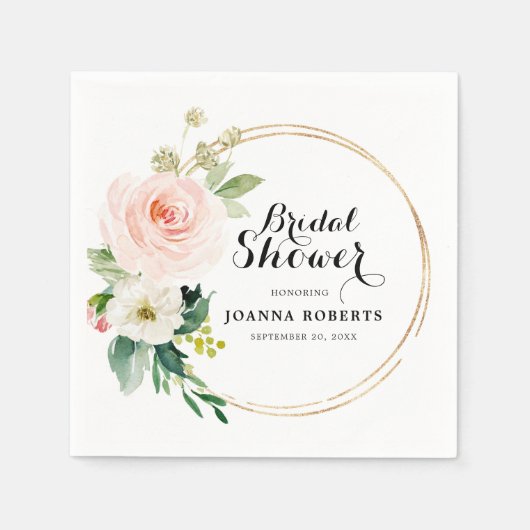 Blush roze flessen Moderne botanische Vrijgezellen Servet (Voorkant)