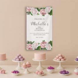 Blush Roze  Flora 50ste Verjaardag Welkom Spandoek