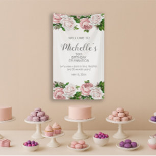 Blush Roze  Flora 50ste Verjaardag Welkom Spandoek