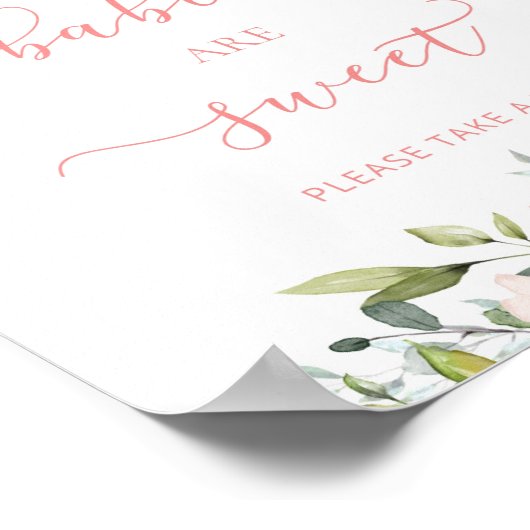Blush roze flora baby's zijn zoet poster (Hoek)