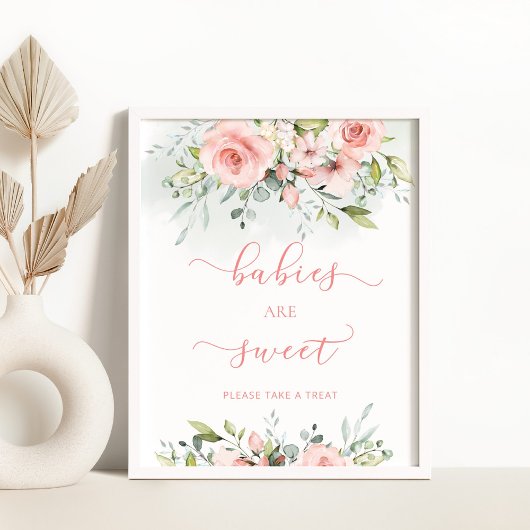 Blush roze flora baby's zijn zoet poster