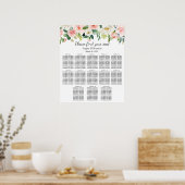 Blush roze Floral 13 Tables Wedding Seating Chart Poster (Keuken)