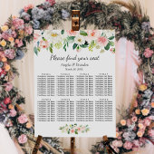 Blush roze Floral 8 Tables Wedding Seding Chart Poster