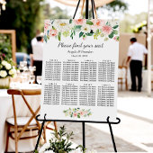 Blush roze Floral 8 Tables Wedding Seding Chart Poster