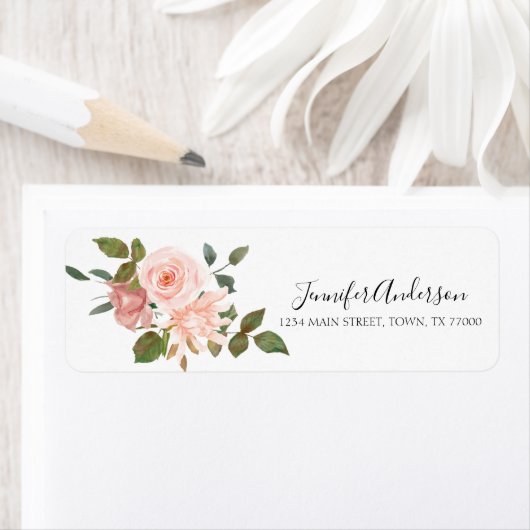 Blush Roze Floral Address Label (Insitu)
