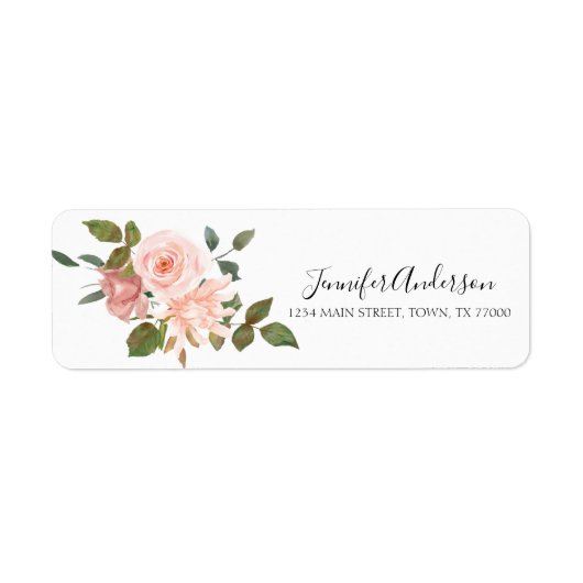 Blush Roze Floral Address Label (Voorkant)