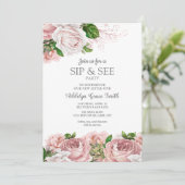 Blush Roze  Floral Baby Girl Sip ziet schoeisel Kaart (Staand voorkant)
