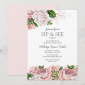 Blush Roze  Floral Baby Girl Sip ziet schoeisel Kaart (Voorkant / Achterkant)