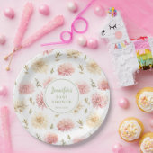 Blush roze floral baby in bloei douchepapier bord (Feest)
