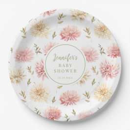Blush roze floral baby in bloei douchepapier bord