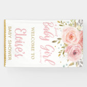 Blush Roze Floral Baby shower Backdrop Welkom Spandoek (Horizontaal)