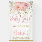 Blush Roze Floral Baby shower Backdrop Welkom Spandoek (Verticaal)