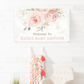 Blush Roze Floral Baby shower Backdrop Welkom Spandoek (Insitu)