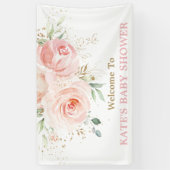 Blush Roze Floral Baby shower Backdrop Welkom Spandoek (Verticaal)