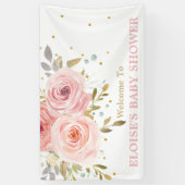 Blush Roze Floral Baby shower Backdrop Welkom Spandoek (Verticaal)