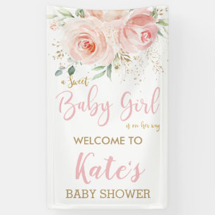 Blush Roze Floral Baby shower Backdrop Welkom Spandoek