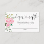Blush roze floral baby shower luier loterijkaarten informatiekaartje (Voorkant)