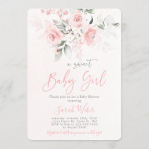Blush roze floral baby shower meisje