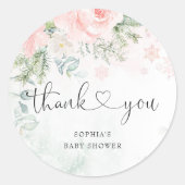 Blush roze floral baby zijn koude buitenkant ronde sticker (Voorkant)