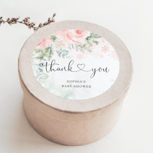 Blush roze floral baby zijn koude buitenkant ronde sticker