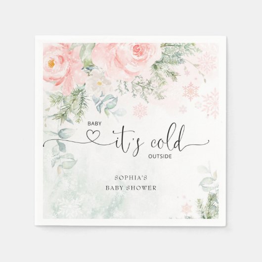 Blush roze floral baby zijn koude buitenkant servet (Voorkant)