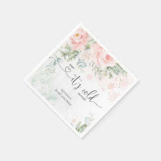 Blush roze floral baby zijn koude buitenkant servet (Hoek)