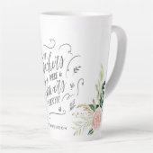 Blush roze floral Bedankt voor je laatste mok. Latte Mok (Rechterhoek)