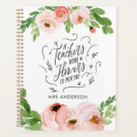 Blush roze floral Bedankt voor je leraar cadeau Planner<br><div class="desc">Blush roze florale waterverf design. Een elegant ontwerp voor florale waterverf en een mooi vet lettertype. ideaal cadeau voor docenten</div>