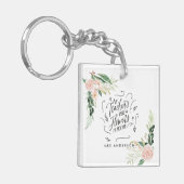Blush roze floral Bedankt voor je leraar cadeau Sleutelhanger (Voorkant Links)