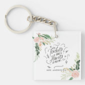 Blush roze floral Bedankt voor je leraar cadeau Sleutelhanger (Voorkant)