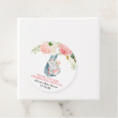 Blush roze floral cute baby olifant bedankjes labels (In situ)