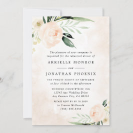 Blush Roze Floral Elegant Garden Rehearsal Dinner Kaart
