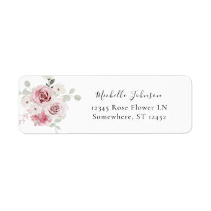 Blush Roze Floral & Eucalyptus Return Address 2 Etiket