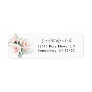 Blush Roze Floral & Eucalyptus Return-adres Etiket