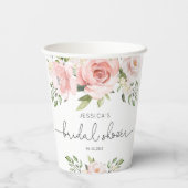 Blush roze floral eucalyptus vrijgezellenfeest papieren bekers (Achterkant)