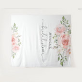 Blush roze floral eucalyptus vrijgezellenfeest wandkleed (Voorkant (horizontaal))