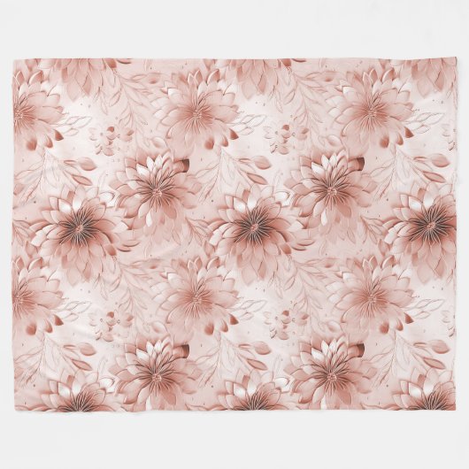Blush Roze Floral Fleece Deken (Voorkant (Horizontaal))