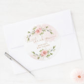 Blush roze floral gold baby shower bedankt ronde sticker (Envelop)