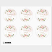 Blush roze floral gold baby shower bedankt ronde sticker (Vel)