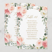 Blush roze Floral Gold geometric Seating Chart Inv Kaart (Voorkant / Achterkant)