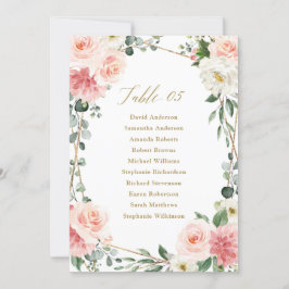 Blush roze Floral Gold geometric Seating Chart Inv Kaart