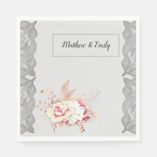 Blush Roze Floral Lace Servet