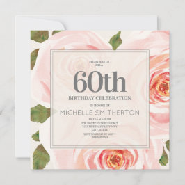 Blush Roze Floral Leaves 60th Birthday Women Kaart