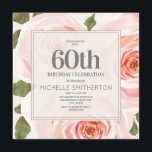 Blush Roze Floral Leaves 60th Birthday Women Kaart<br><div class="desc">60e verjaardagsfeestdag voor vrouwen met een prachtig blauw roze waterverf floral and green leaf design. Deze uitnodigingen zijn precies wat je nodig hebt voor de lente of de zomerverjaardag. Gebruik ze voor een thee- of tuinfeest. Pas uw uitnodiging aan door de doopvonten en de formulering te veranderen om het enkel...</div>