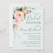 Blush roze Floral & Light Blue Vrijgezellenfeest Kaart (Voorkant)